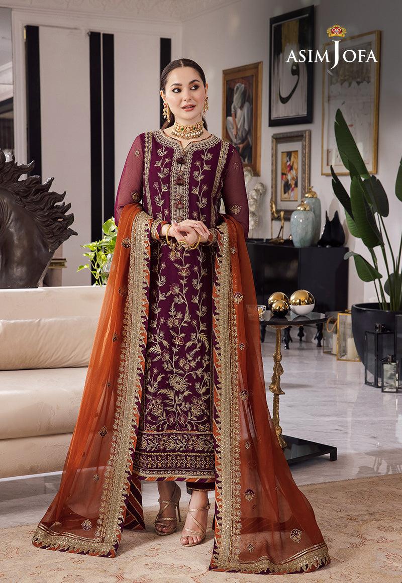 A.J Chiffon Embroidery Luxury Collection 3piece Unstitched