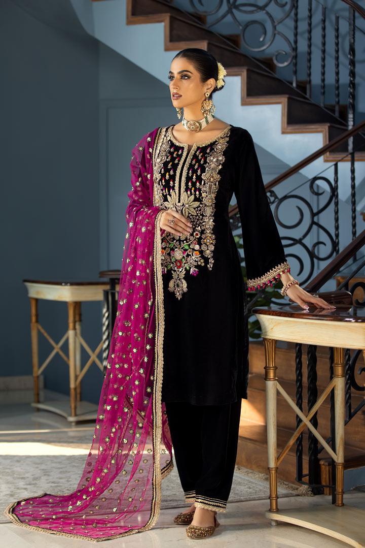 Khuda Baksh Black Velvet Hand Work 5000 Micro Wedding Collection