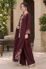 ETH-022 | Premium Shamoz Silk 3 Piece Unstitched Kaftan Suit 2026