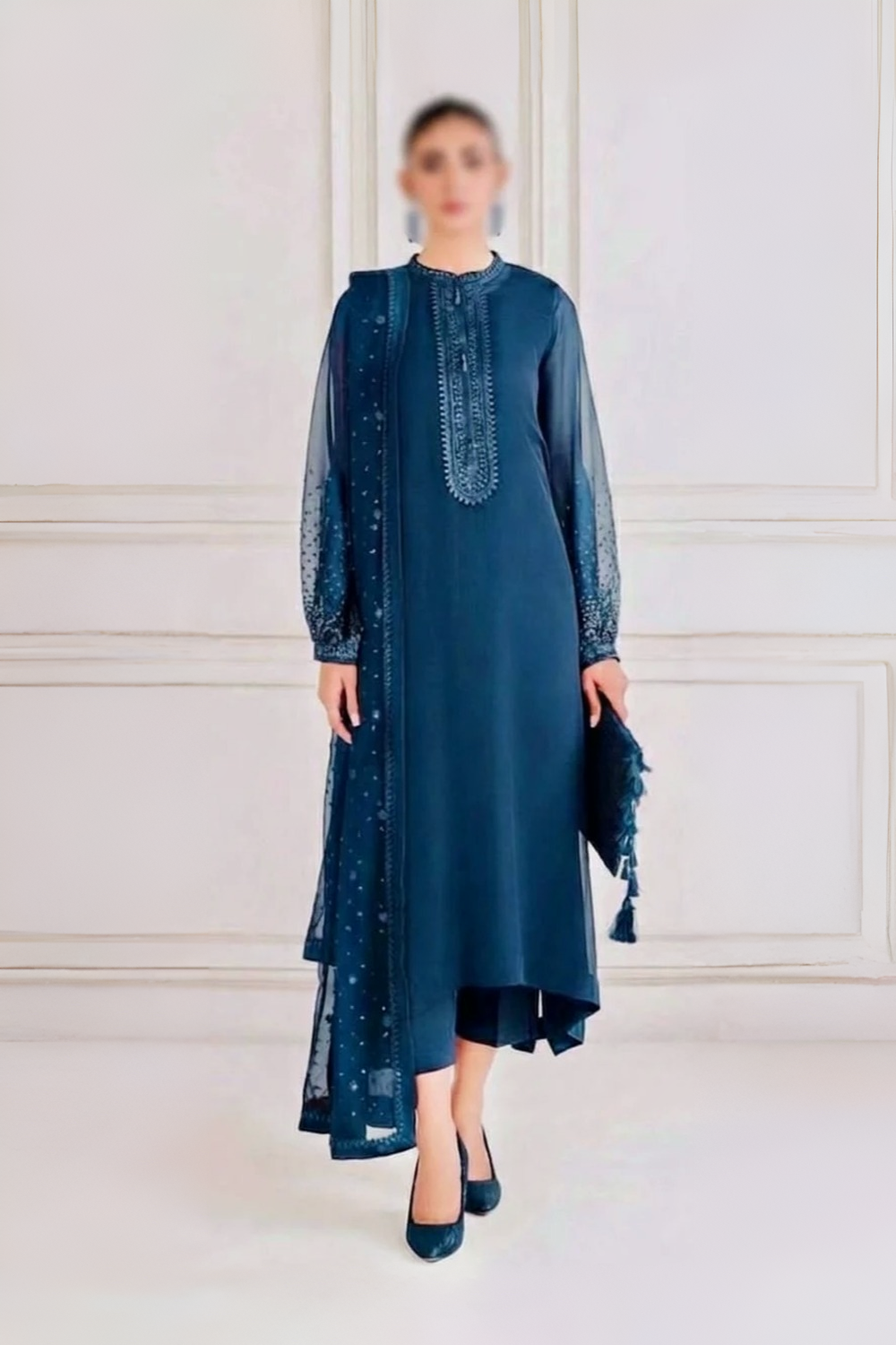 BR  GL-71073 Premium Chiffon Emb 3 Piece Unstitched Suit With Malai Trouser 2026