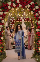 EAY-033 | Premium Chiffon 3 Piece Unstitched Suit 2026 – Crystal Adda Work