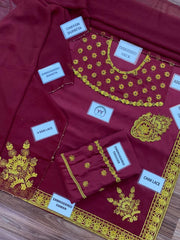 Murk Premium Shamoz Silk Emb 3 Piece Unstitched Suit