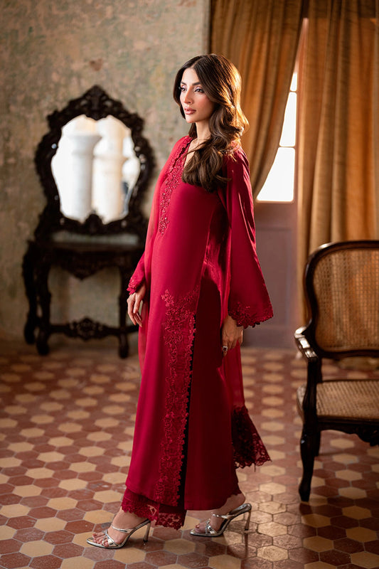 AZ Red Chiffon Thread Zari Sequence 3 Piece Unstitched Suit