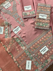 MQ Premium Shamoz Silk Emb Spangle 3 Piece Unstitched Suit