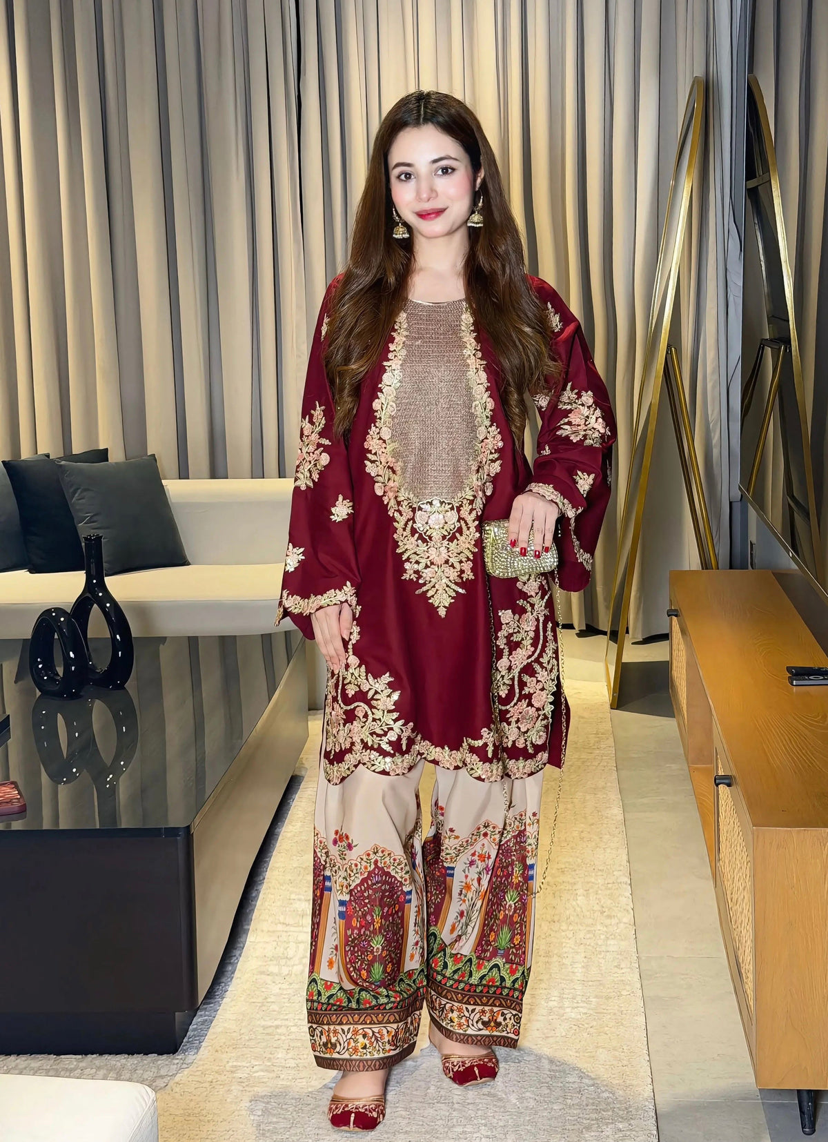 ET Kaftan Premium Shamoz Silk Emb Kaftan 2 Piece Suit