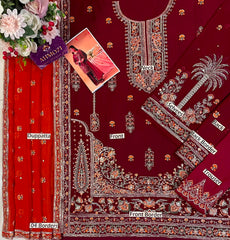 AJ GL-71039 Premium Chiffon Emb 3 Piece Unstitched Suit With Chiffon Dupatta 2026
