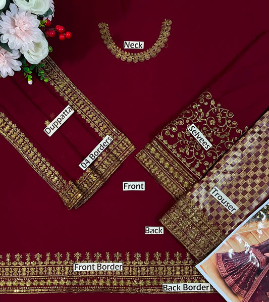 LHS GL-71059 Premium Chiffon Emb 3 Piece Unstitched Suit With Emb Dupatta 2026