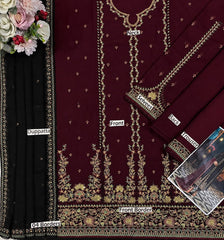 A.J GL-71011 Premium Chiffon Emb 3 Piece Unstitched Suit With Chiffon Dupatta 2026
