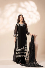 Premium Black Chiffon Emb 3 Piece Unstitched Suit With Chiffon Dupatta 2026