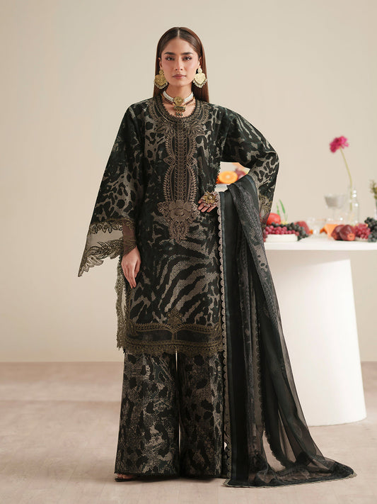 BIL-030 | Premium Lawn 3 Piece Unstitched Suit 2026 – Chiffon Dupatta