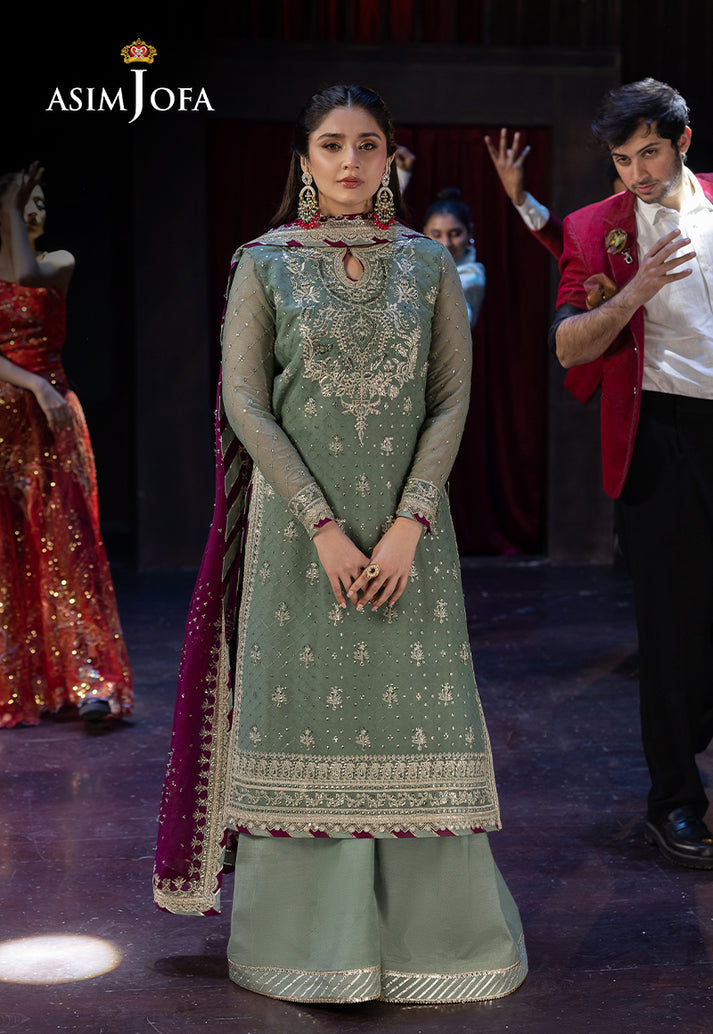 AJ Chiffon Sequence 3 Piece Unstitched Suit