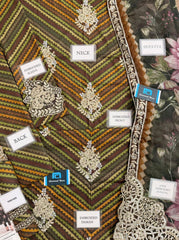 M B GL-71016 Premium Printed Lawn Emb 3 Piece Unstitched Suit With Chiffon Dupatta 2026