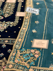 EAY-032 | Luxury Velvet 3 Piece Unstitched Suit 2026 – Heavy Adda Work & Organza Dupatta