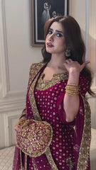 Haris Shakeel GL-7104 Addawork Formal Wedding Collection Black 3 Piece Unstitched Suit With Embroidered Chiffon Dupatta 2026