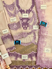 M.B GL-7107 Premium Cotton Emb 3 Piece Unstitched Suit With Soft Cotton Net Dupatta 2026
