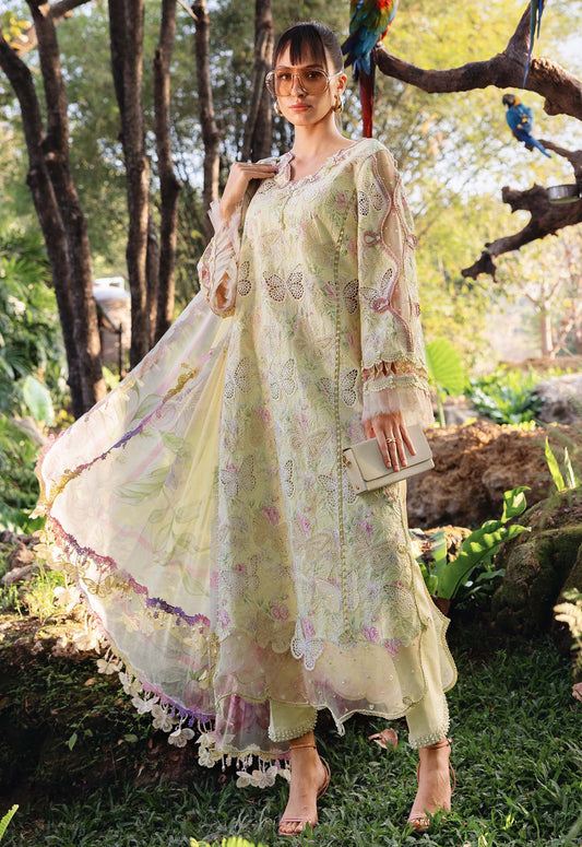 MB GL-71022 Premium Printed Lawn Emb 3 Piece Unstitched Suit With Chiffon Dupatta 2026