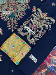 NR GL-71040 Premium Chiffon Emb 3 Piece Unstitched Suit With Organza Dupatta 2026