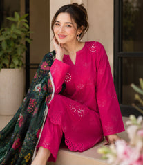 Premium Lawn Emb Chikankari 3 Piece Unstitched Suit With Silk Dupatta 2026
