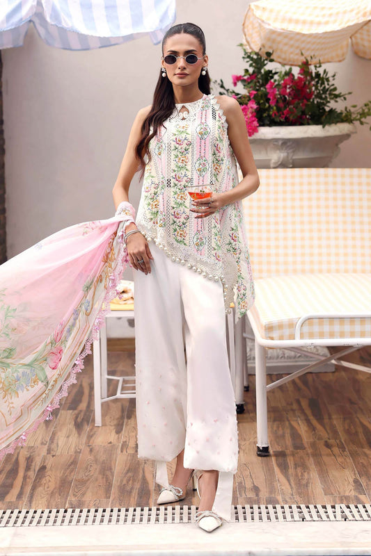 MB GL-71028 Premium Printed Lawn Emb 3 Piece Unstitched Suit With Chiffon Dupatta 2026