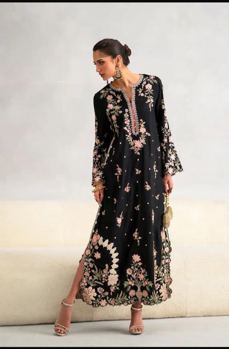 Kaftan Premium Silk Emb Kaftan 2 Piece Unstitched Suit