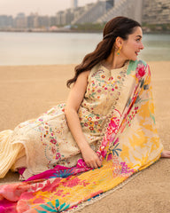 FS GL-71038 Premium Cotton Emb 3 Piece Unstitched Suit With Chiffon Dupatta 2026