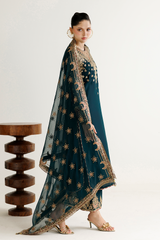HR-028 | Luxury Chiffon 3 Piece Unstitched Bridal Suit 2026 – Heavy Adda Work