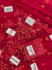 EA Premium Chiffon Emb Adda Work 3 Piece Unstitched Suit