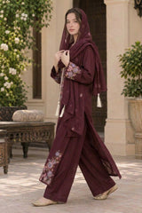 ETH-022 | Premium Shamoz Silk 3 Piece Unstitched Kaftan Suit 2026