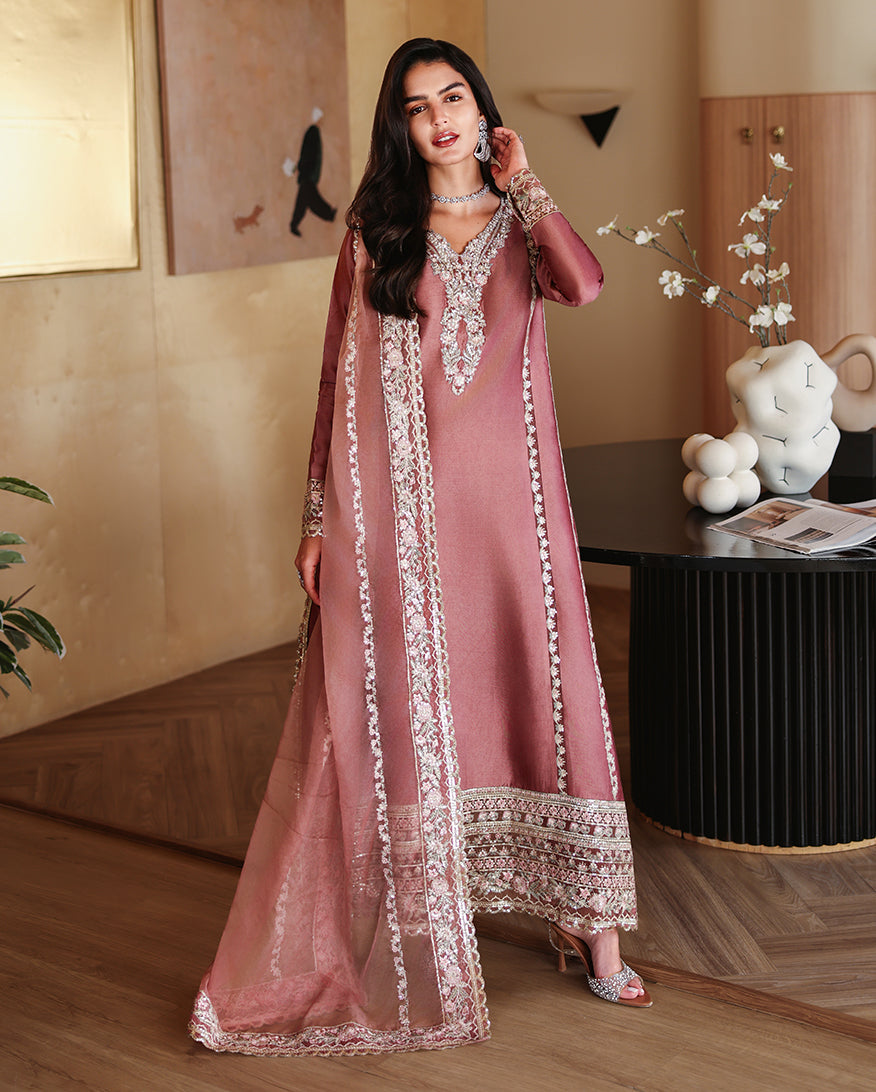 MQ Premium Shamoz Silk Emb Spangle 3 Piece Unstitched Suit