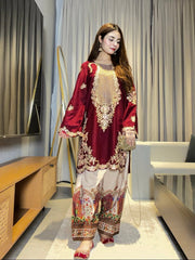 ET Kaftan Premium Shamoz Silk Emb Kaftan 2 Piece Suit
