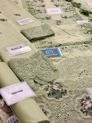 E.F GL-7108 Premium Cotton Emb Chikankari 3 Piece Unstitched Suit With Organza Dupatta 2026