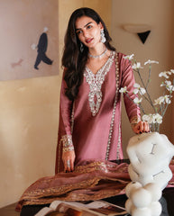MQ Premium Shamoz Silk Emb Spangle 3 Piece Unstitched Suit