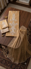 MR  GL-71032 Premium Charmuse Silk Emb 3 Piece Unstitched Suit With Chiffon Dupatta 2026