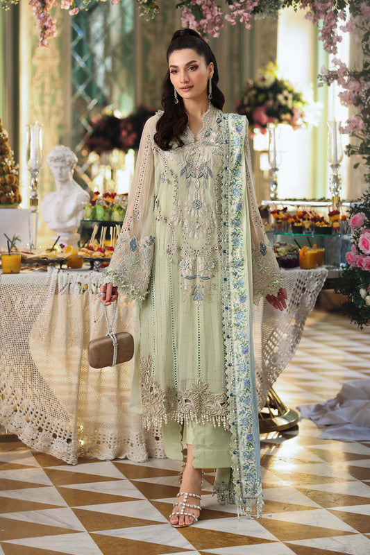 MB GL-71051 Premium Chiffon Emb 3 Piece Unstitched Suit With Printed Chiffon Dupatta 2026