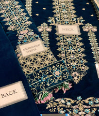 EAY-032 | Luxury Velvet 3 Piece Unstitched Suit 2026 – Heavy Adda Work & Organza Dupatta