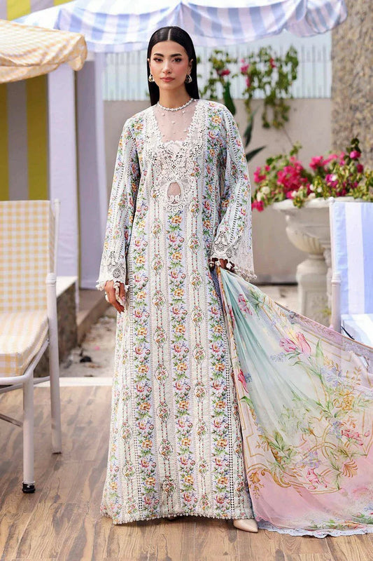 MB GL-71042 Premium Printed Lawn Emb 3 Piece Unstitched Suit With Chiffon Dupatta 2026
