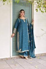 KF GL-71061 Premium Chiffon Emb 3 Piece Unstitched Suit With Emb Dupatta 2026