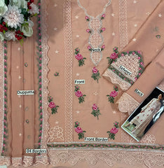 BR GL-71033 Premium Chiffon Emb 3 Piece Unstitched Suit With Chiffon Dupatta 2026