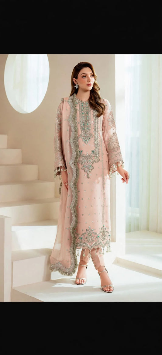 AZ Premium Organza dress 3piece Unstitched 26