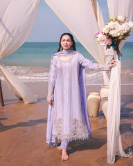 SR  GL-71015 Premium Egyptian Lawn Emb 3 Piece Unstitched Suit With Organza Dupatta 2026