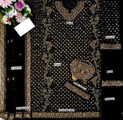 Haris Shakeel GL-7103 Black Addawork Wedding Dress | 3 Piece Unstitched Chiffon Suit