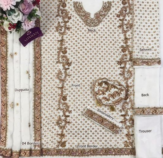 HS GL-71081 Premium Bamber Chiffon Emb 3 Piece Unstitched Suit With Emb Dupatta 2026