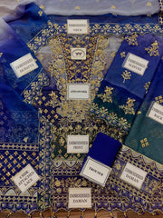 EAY-033 | Premium Chiffon 3 Piece Unstitched Suit 2026 – Crystal Adda Work