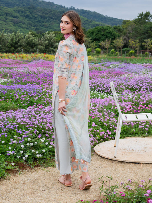IZL GL-71050 Premium Printed Lawn Emb 3 Piece Unstitched Suit With Chiffon Dupatta 2026