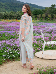 IZL GL-71050 Premium Printed Lawn Emb 3 Piece Unstitched Suit With Chiffon Dupatta 2026