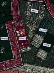 NRH-025 | Luxury Chiffon 3 Piece Unstitched Suit 2026 – Sequin Work