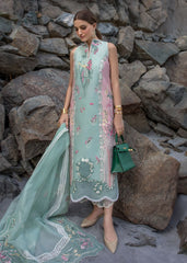 CR GL-71043 Premium Lawn Cotton Emb 3 Piece Unstitched Suit With Organza Dupatta 2026