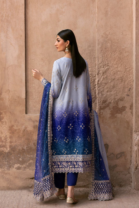 EAY-033 | Premium Chiffon 3 Piece Unstitched Suit 2026 – Crystal Adda Work