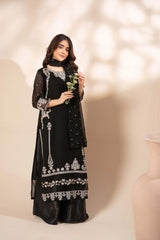 Premium Black Chiffon Emb 3 Piece Unstitched Suit With Chiffon Dupatta 2026