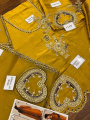 HC-020 | Luxury 3 Piece Unstitched Shesha Silk Kaftan – Heavy Sequin Bridal Wear